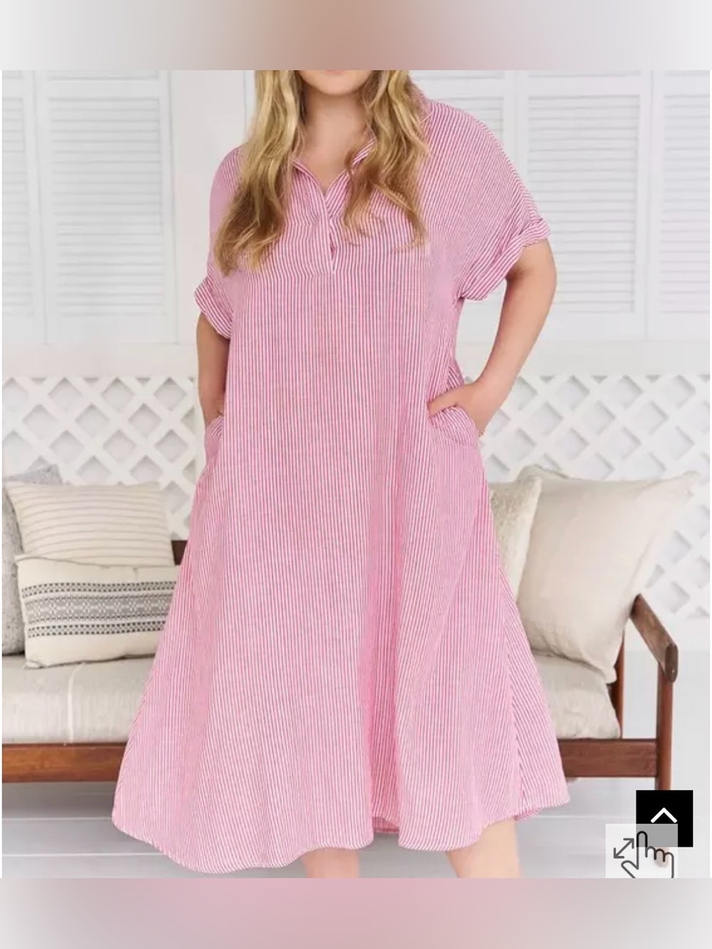 NEW Torrid Belle Isle Cotton Linen Dress Size 0X L 12 Popover Dolman Red Stripe